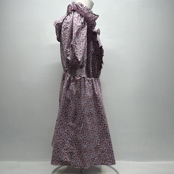 Tuckernuck x Hyacinth House Mini Dress Ruffle Floral Periwinkle Purple New Small - Picture 4 of 11